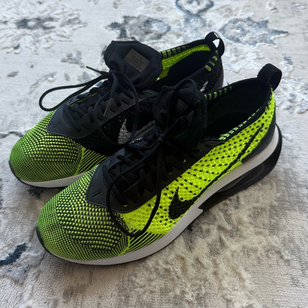 NIKE AIR MAX FLYKNIT RACER CASUAL SHOES FOR WOMEN neon green